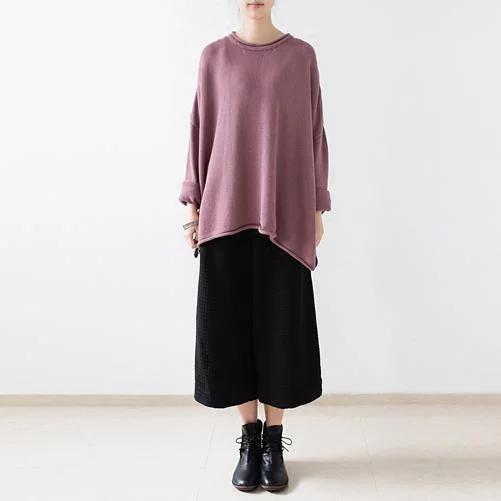 Refined Simplicity Lavender knit sweater tops loose knitted blouse tops plus size