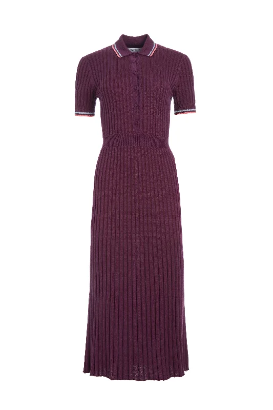Discover Promotions Eyot Knit Maxi Dress in Italian Plum Cashmere Silk
