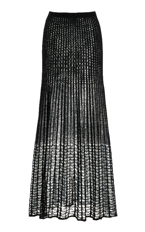 Explore What's New Althea Knit Maxi Skirt in Black Shappe Silk