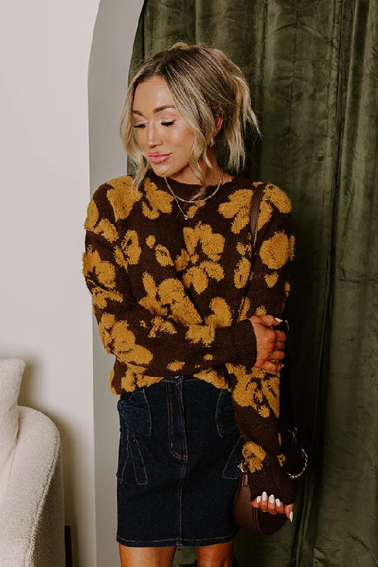 Limited Time Offer Women's Travel Garments Cocoa Bomb Floral Knit Sweater