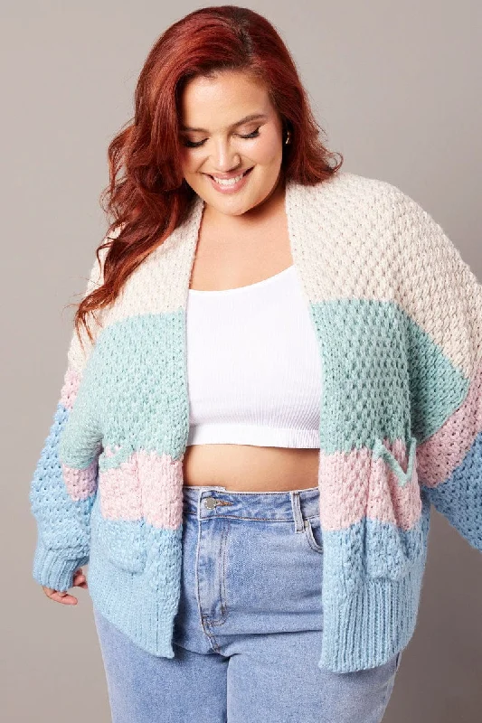 Crazy Discounts, Hurry Up Multi Stripe Oversized Cardigan Stripe