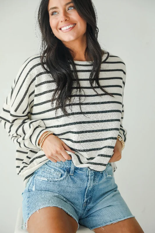 Graceful Movement Sweetest Poise Cream Striped Knit Top