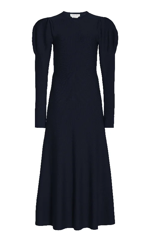 Seasonal Trends Hannah Knit Maxi Dress in Dark Navy Merino Wool Cashmere