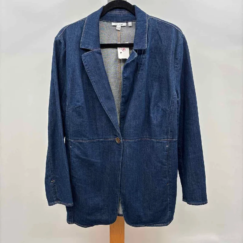 Elegant Style Chico's Women's Size L Blue Solid Jacket