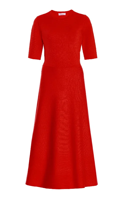 Limited Time Offers Seymore Knit Midi Dress in Red Topaz Merino Wool Cashmere