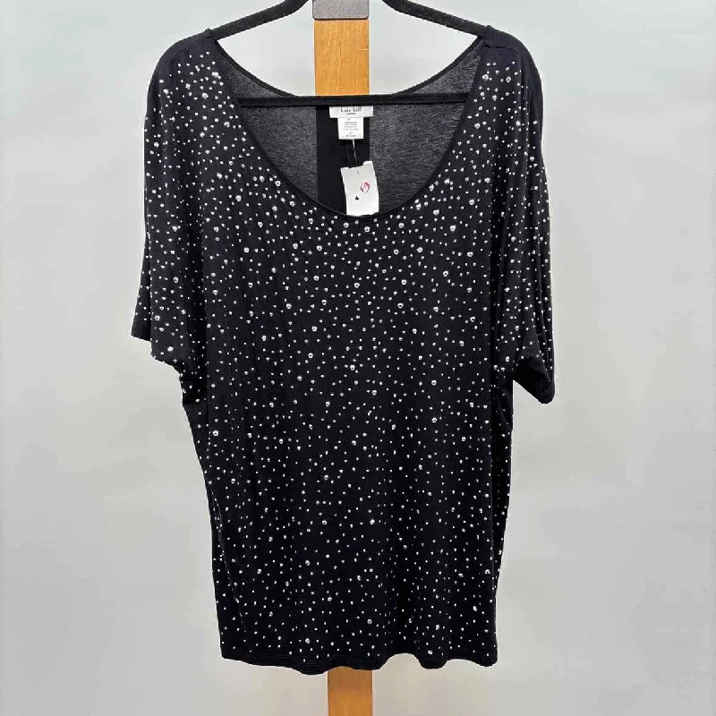 Mother's Day Special Kate Hill Women's Size 2X Black Beaded Short Sleeve Shirt