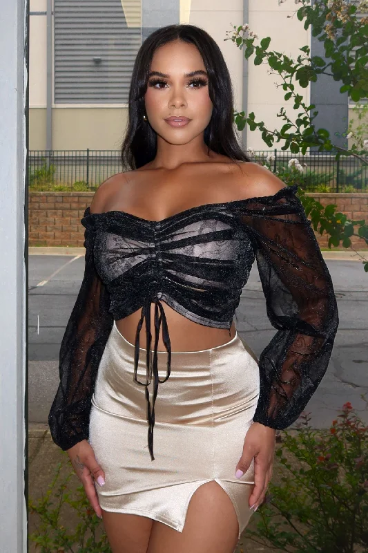 Casual Yet Stylish Separates Danielle Off Shoulder Mesh Top