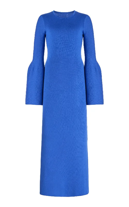 Pastel Styles Palanco Knit Midi Dress in Sapphire Merino Wool Cashmere