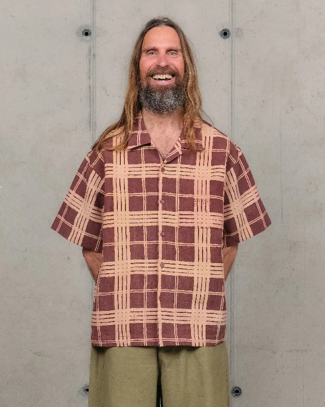 Beat The Heat In Tropical Styles Greetings Shirt SS - Brown Resist Check