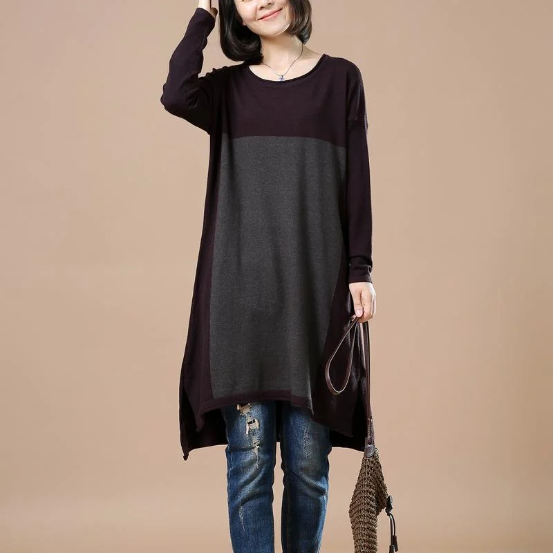 Fashion Forward Dark purple plus size sweaters women knitwear