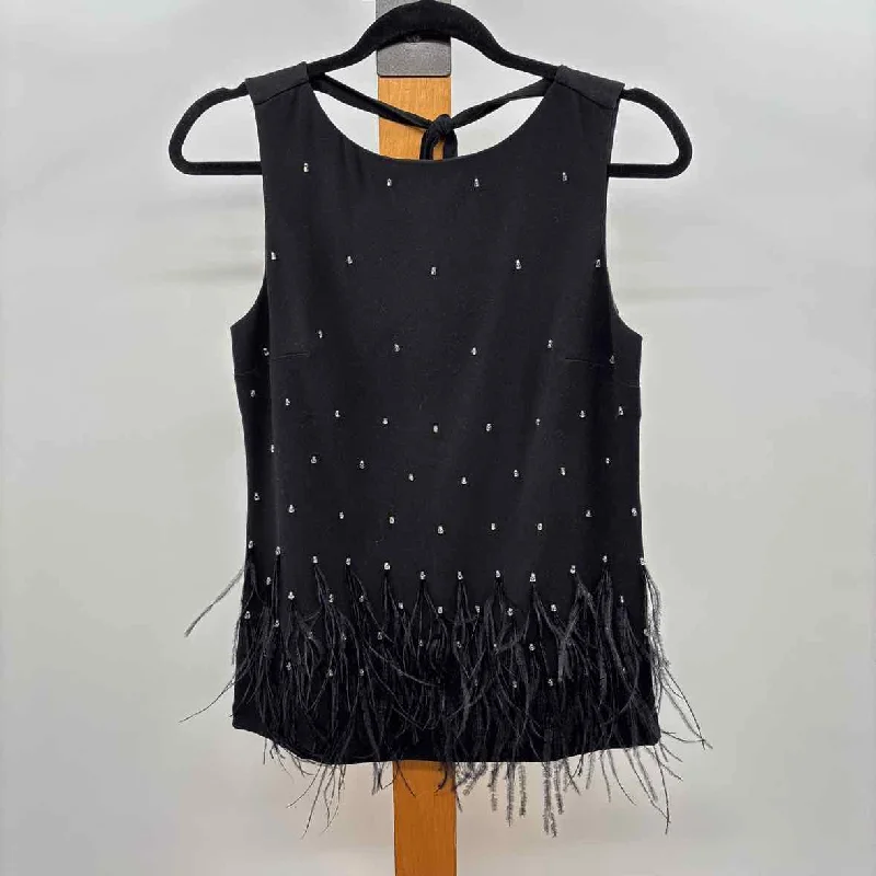 Chic And Edgy Ann Taylor Women's Size XS Black Feathers Sleeveless Shirt