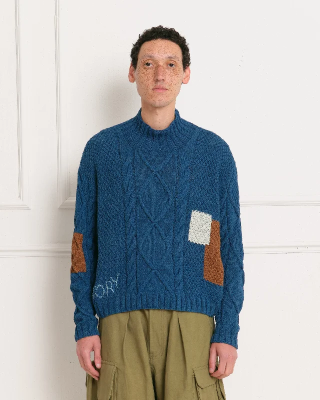 Flash Sale Cable Funnel Neck - Indigo Darn Knit