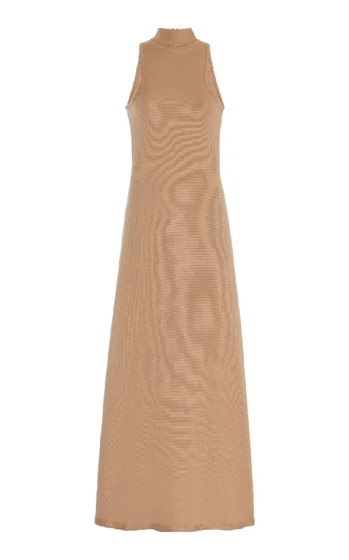 Chic And Trendy Kenna Knit Dress in Camel Merino Wool