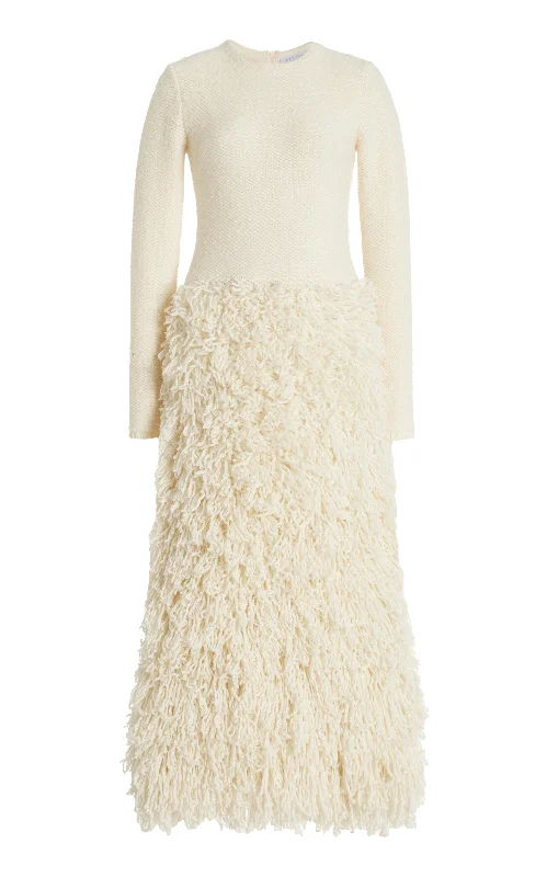 Boho - Chic Festival - Ready Style Turner Knit Maxi Dress in Ivory Virgin Wool Cashmere Silk