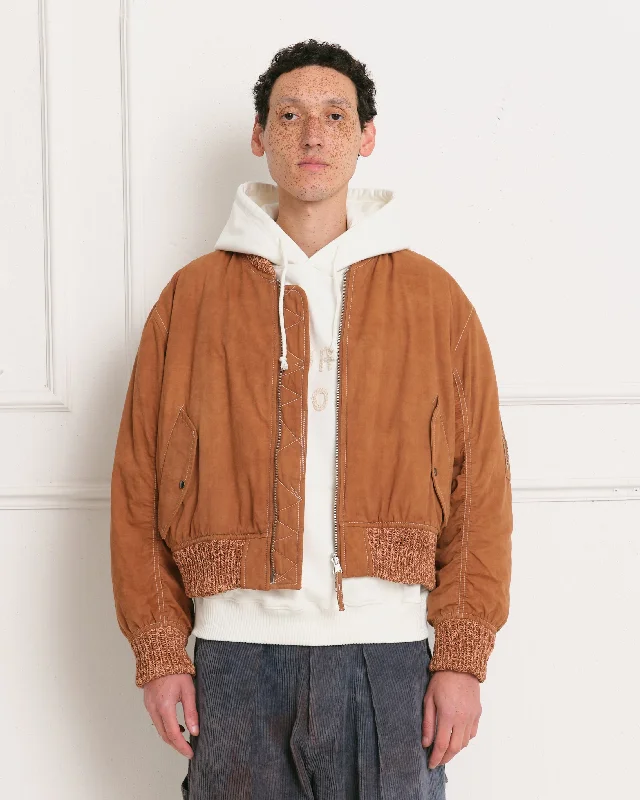 Disco - Inspired Retro Dance Look Seed Bomber - Brown Wonky-Wear