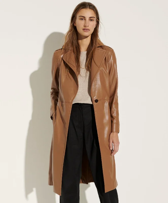 Trend Leading Collection Vegan Leather Trench