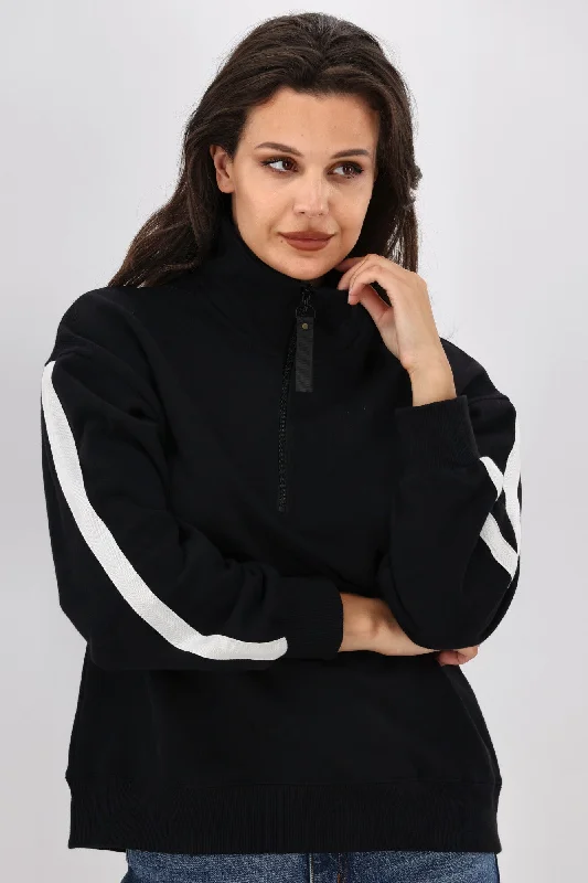 Break Fashion Norms Shine On Essentials Panel 1/4 Zip Black