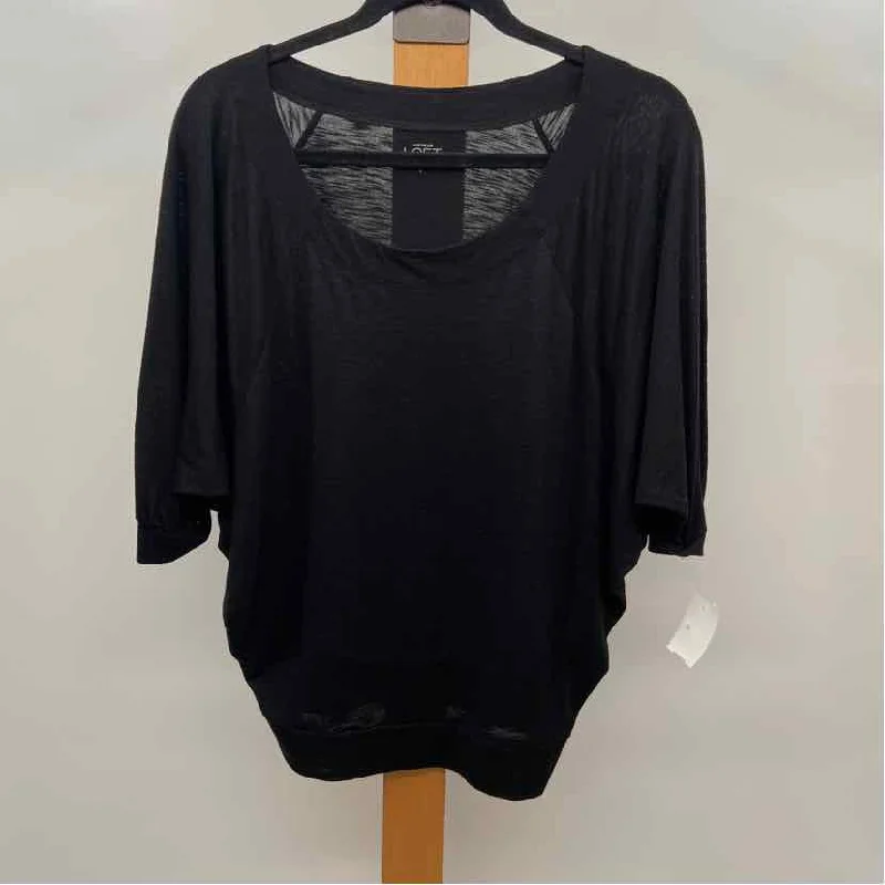 High End Women's Wear Loft Women's Size S Black Solid Short Sleeve Shirt