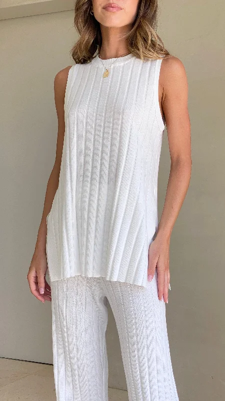 Timeless Elegance Redefined Megan Knit Top - White
