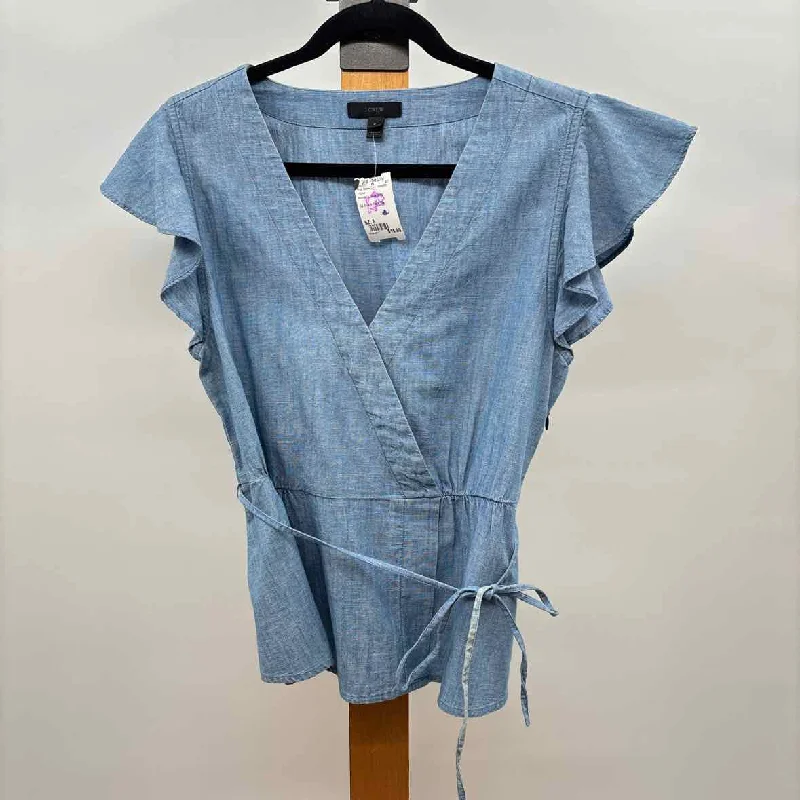 Browse Our Top Products J Crew Women's Size 8 Blue Solid Short Sleeve Shirt
