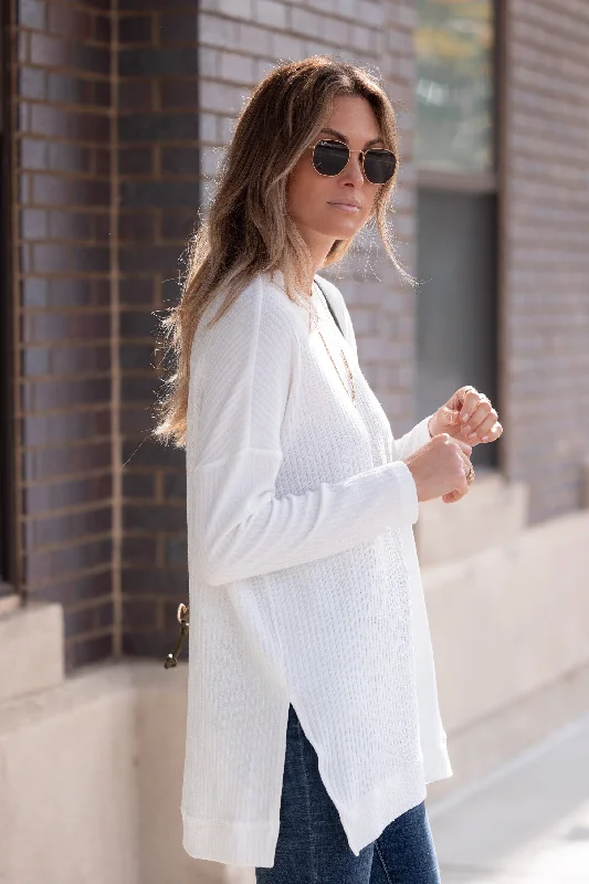 Trend Leading Collection Long Sleeve Hi Low Side Slit Top