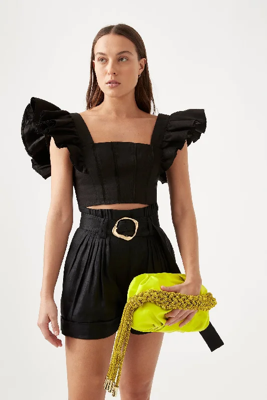 Charming Silhouette Vanades Frill Crop Top