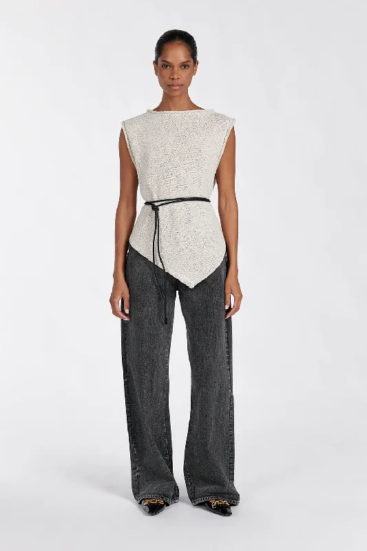 Huge Savings On Parisian Styles ALTHEA STONE ASYM KNIT TOP