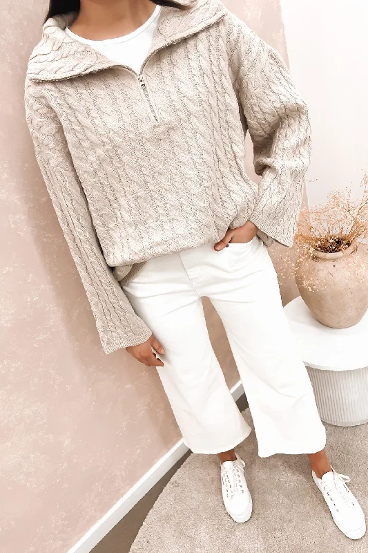 Vintage Elegance Best-Selling Fashion At Unbeatable Sale Prices Izak 1/4 Zip Jumper Oatmeal