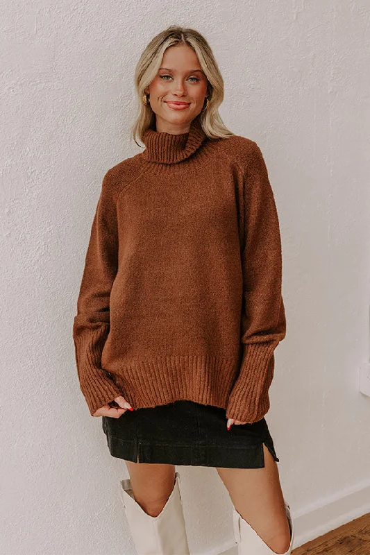 Feminine Soft - Hued Styles Affordable Women's Clothing Fireside Cozy Knit Sweater in Chocolate