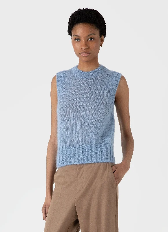 Exclusive Discounts Women's Mohair Silk Vest in Cornflower