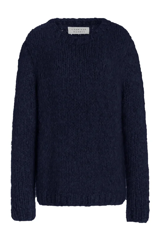 Budget Friendly Lawrence Knit Sweater in Dark Navy Welfat Cashmere