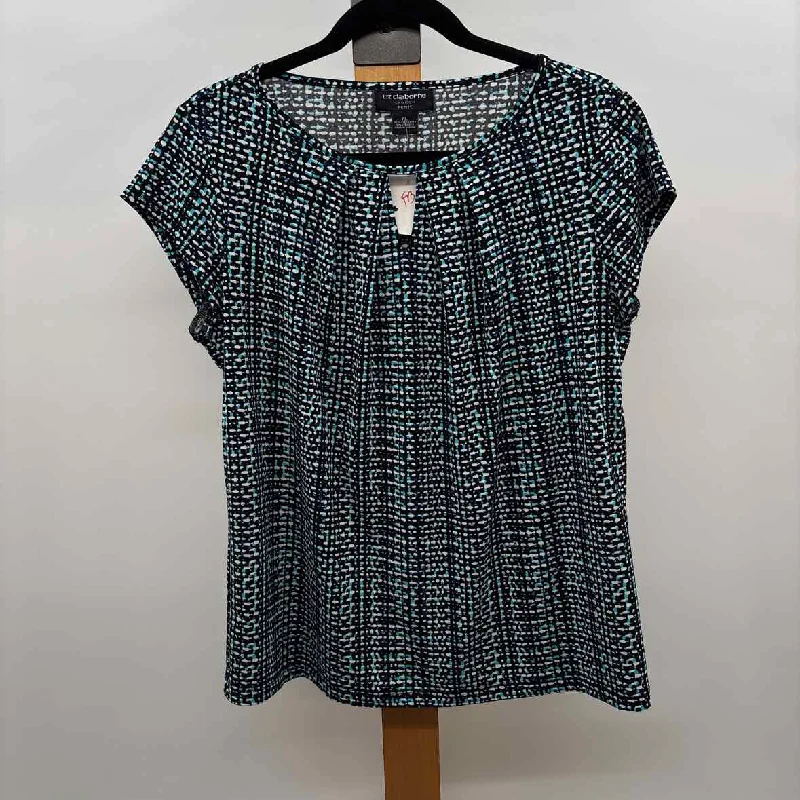 Spring Wardrobe Liz Claiborne Women's Size LP Black dotted Short Sleeve Shirt