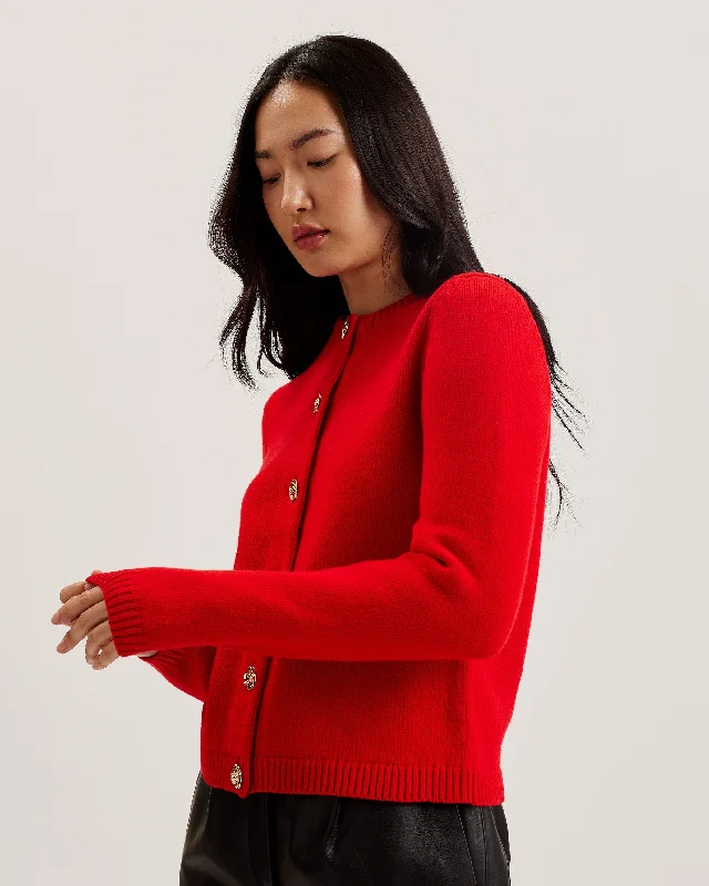 Stupidly Low Prices Jaycey Rose Button Crew Neck Cardigan Red