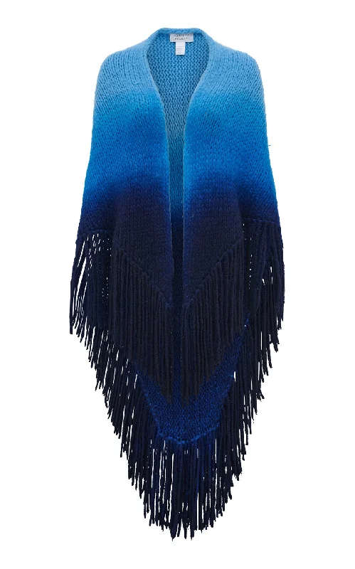 Chic Sophistication Lauren Knit Wrap in Dip Dye Sky Blue Welfat Cashmere