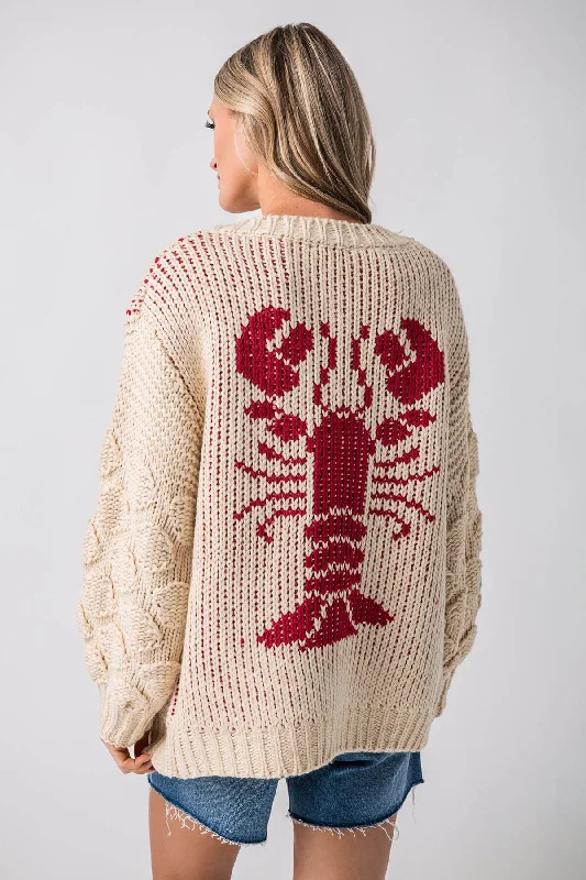 Season Sale Bailey Rose Chunky Knit Lobster Cardigan