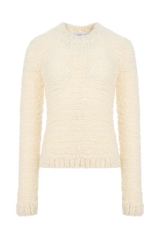 Latest Trends Durand Knit Sweater in Ivory Welfat Cashmere