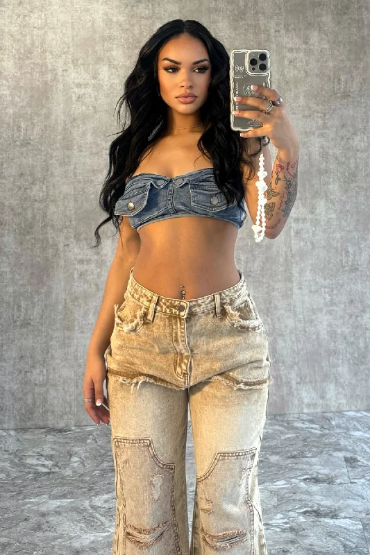 Vintage Style Clothing Sale Hang With Me Denim Pocket Tube Top