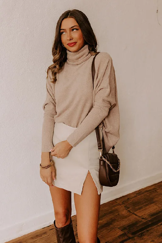 Nordic Minimalist Home Look Women's Clothes For Work Fireside Cuddles Sweater in Warm Taupe