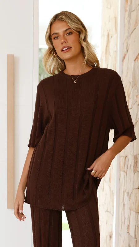 Low Price Special Bayu Knit Top - Brown