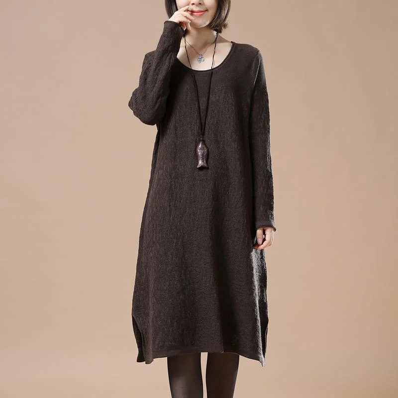 Lighten Up With Nordic Styles Chocolate oversize women sweaters knit dresses