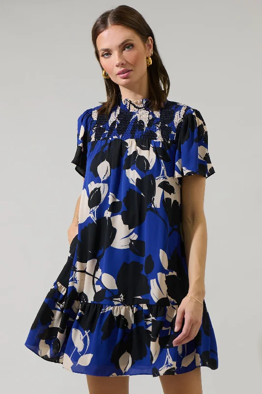 Vibrant Styles Anthem Floral Yare Short Sleeve Mini Dress