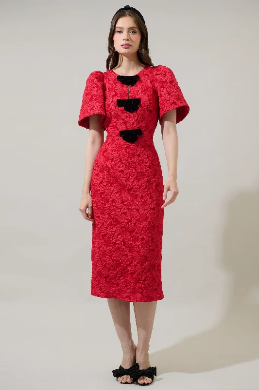 Cool Prices Arielle Jacquard Tania Short Sleeve Midi Dress
