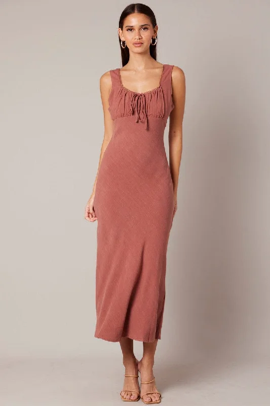 Save Big Brown Maxi Dress Sleeveless