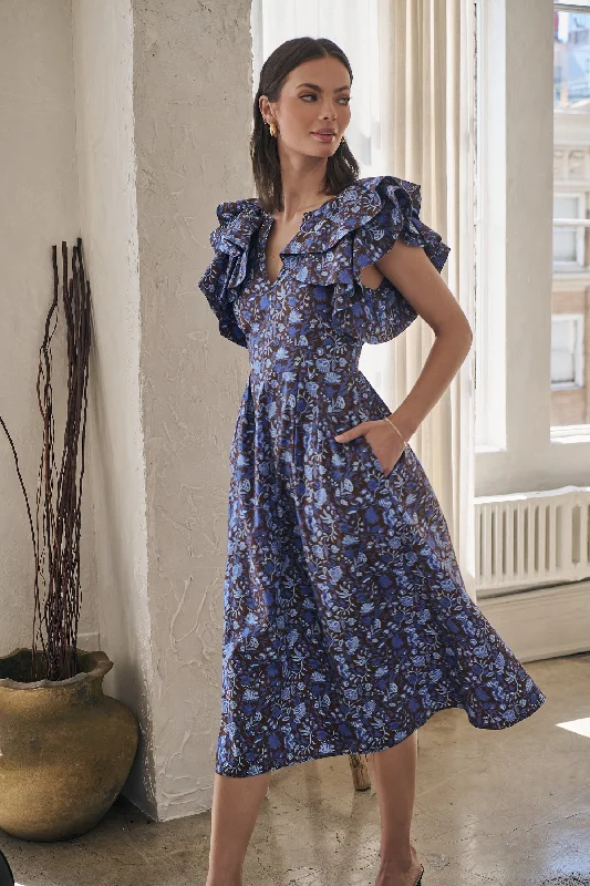 Celebrate With Big Savings Bruceton Floral Santana Tie Back Midi Dress