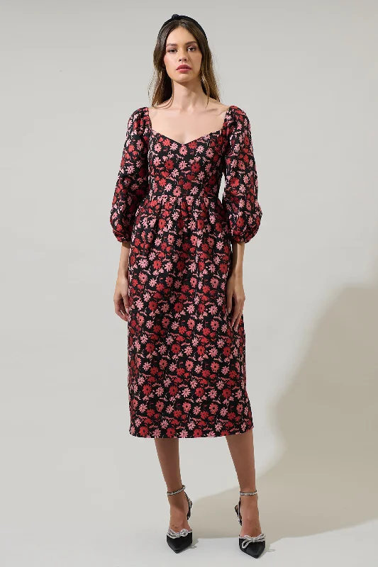 Limited Time Offer Fredonia Floral Dila Jacquard Midi Dress