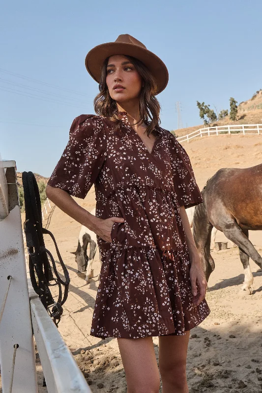 Exclusive Discount Gibson Floral Dixie Split Neck Shift Dress