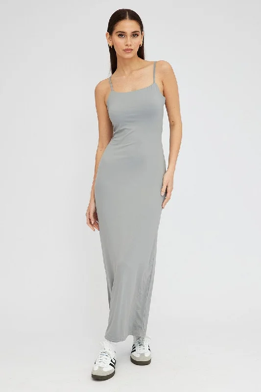 Fashion Forward Outfits Grey Supersoft Maxi Dress Sleeveless
