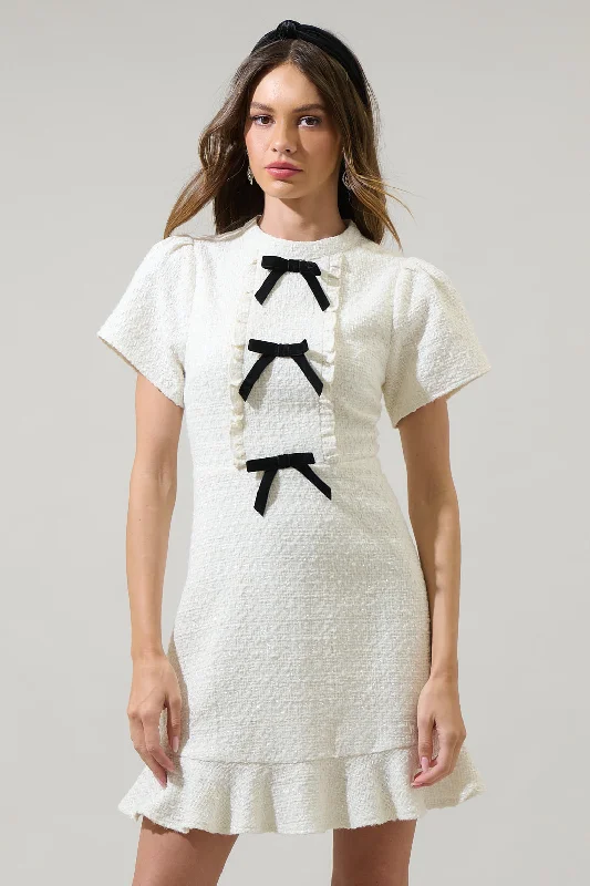 Evening Looks Jerriel Bow Jess Mock Neck Mini Dress