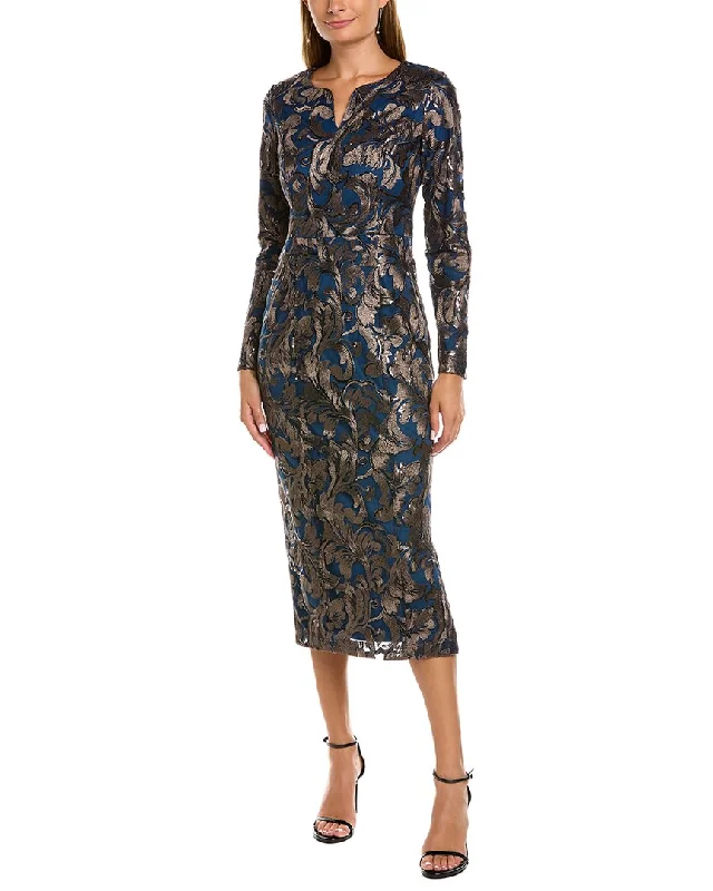 Vintage Retro Party Wear JS Collections Margaux Embroidered Midi Dress