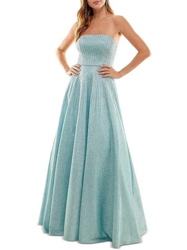 End Of Season Clearance Juniors Womens Rhinestone Lace Up Evening Dress